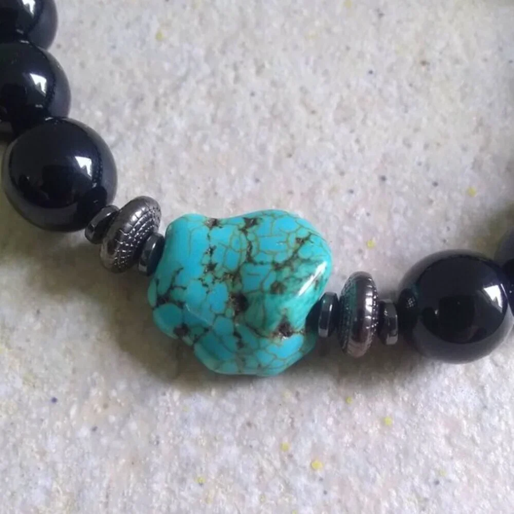 Big Man's Black Jasper + Magnesite Bracelet - Grounding Balance Stability